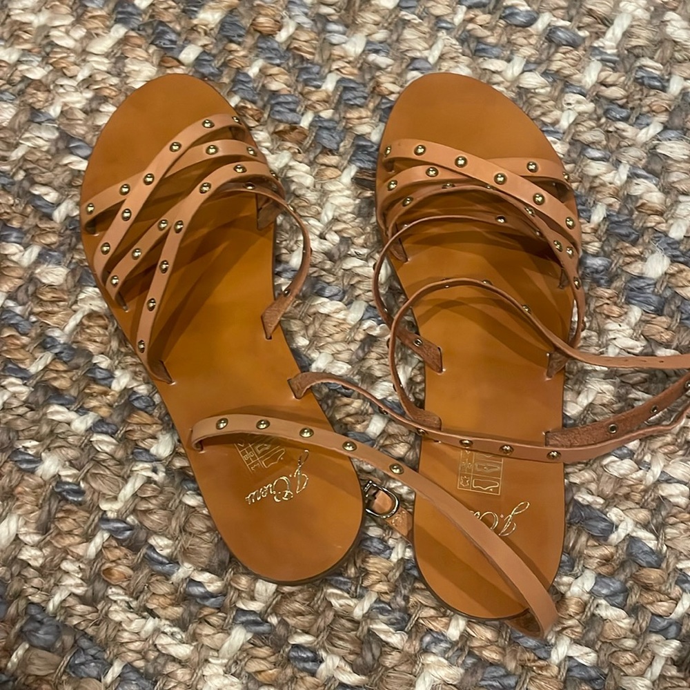 Jcrew brown studded sandals